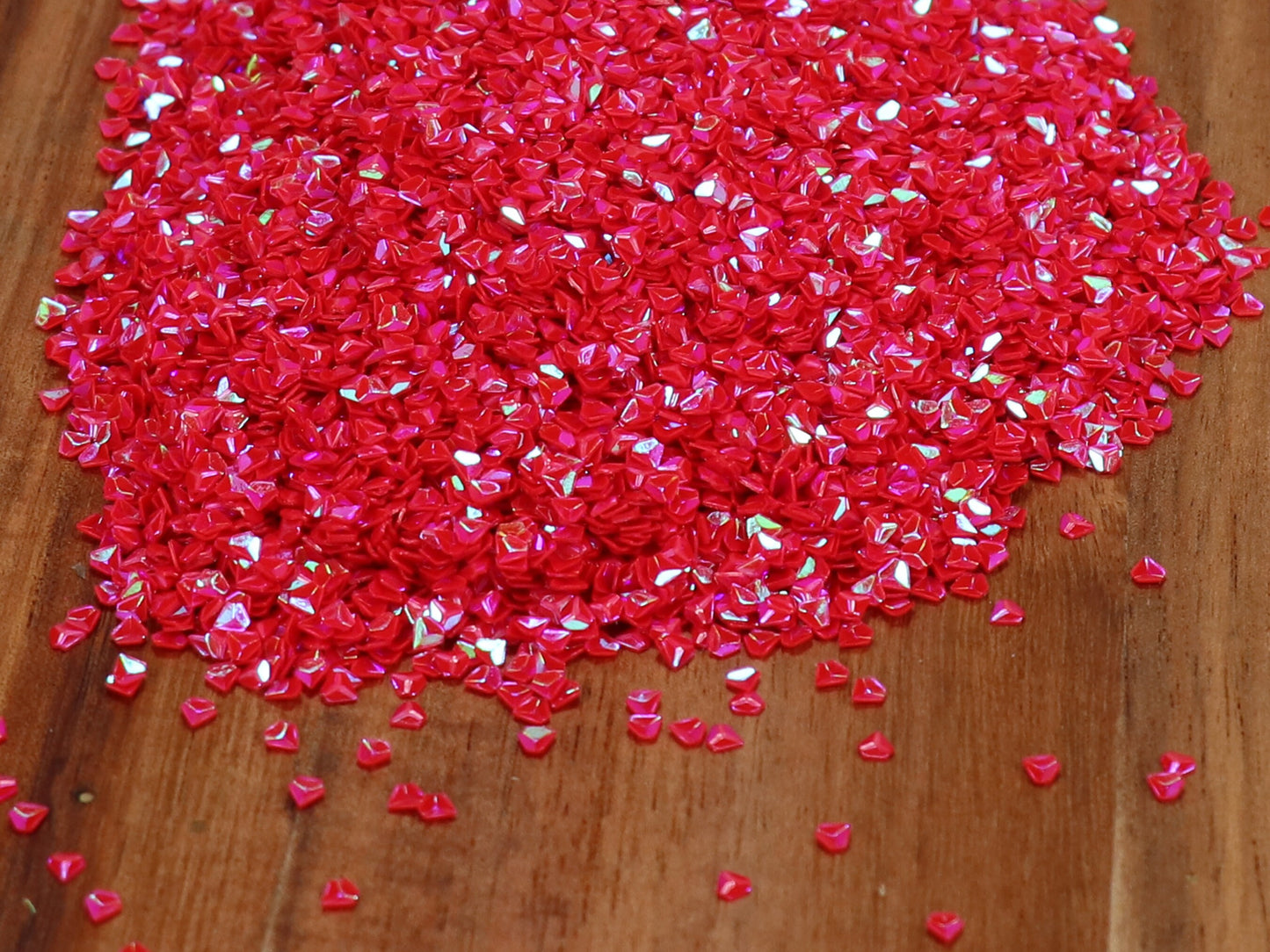 Red Iridescent Triangle Shape Glitter