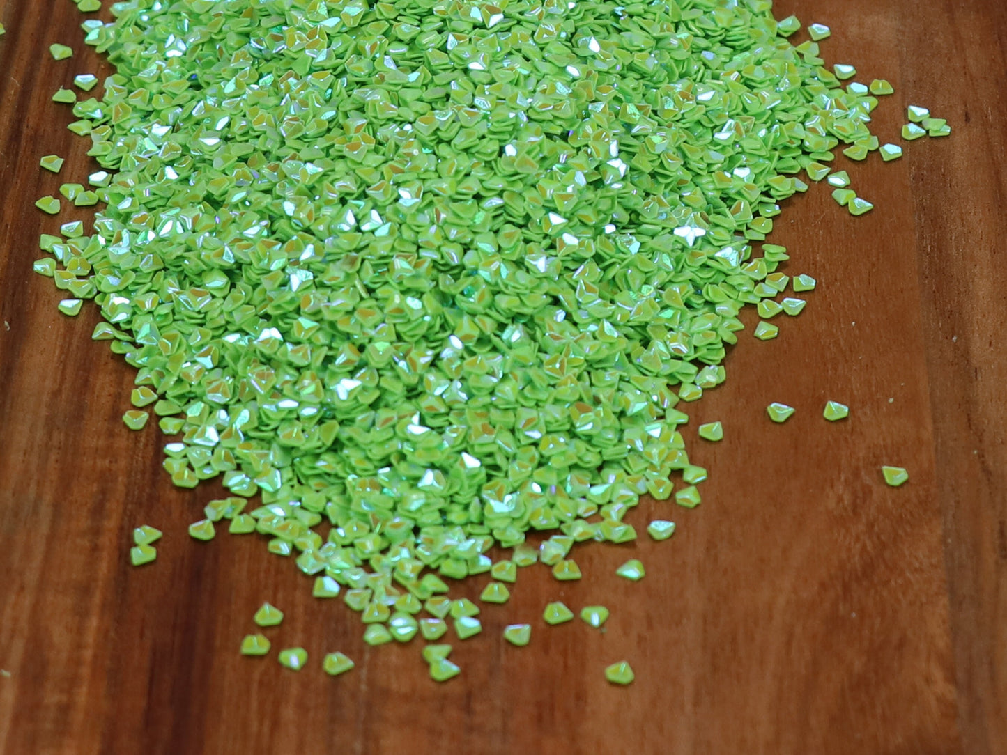 Green Iridescent Triangle Shape Glitter