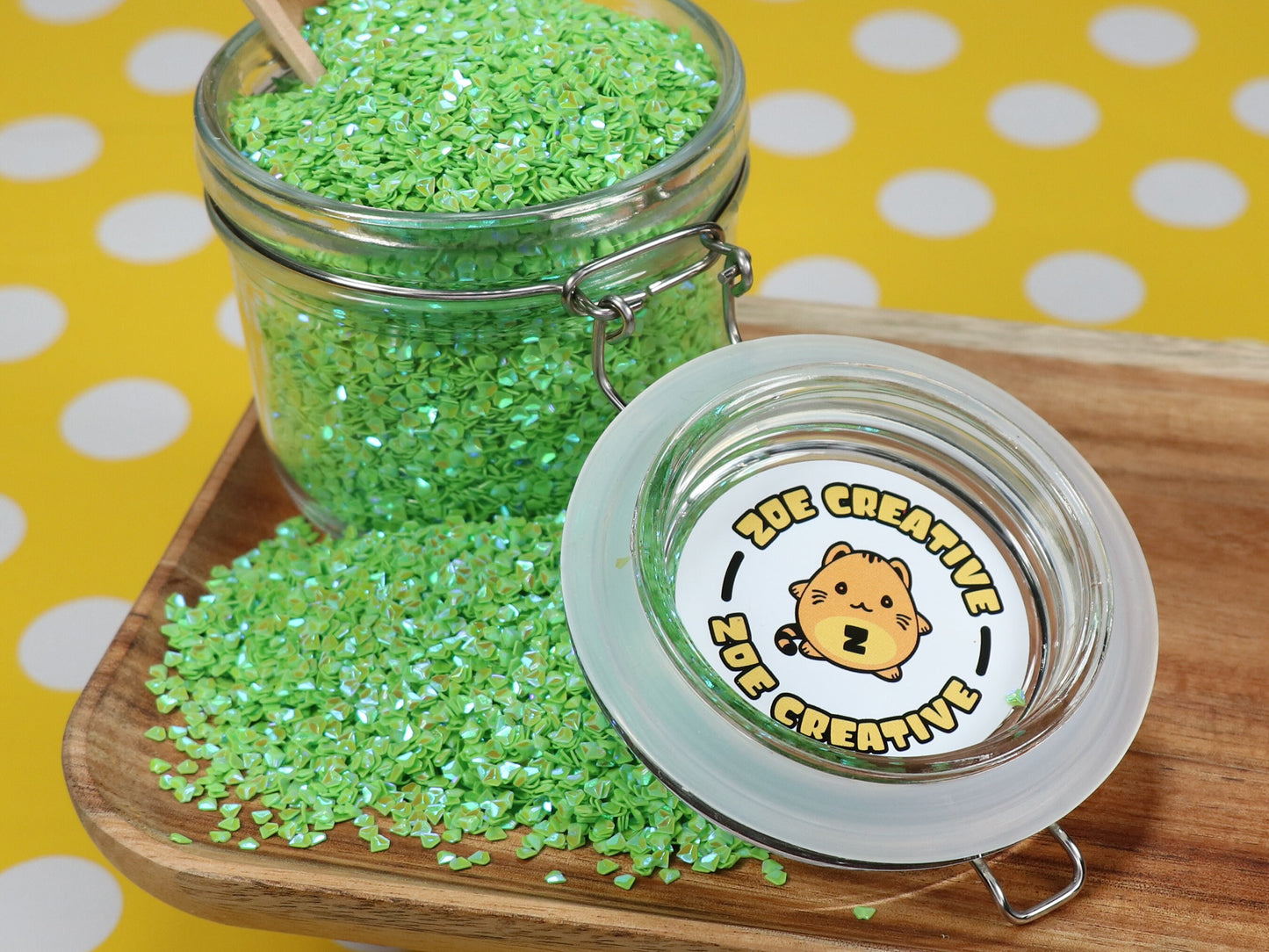 Green Iridescent Triangle Shape Glitter