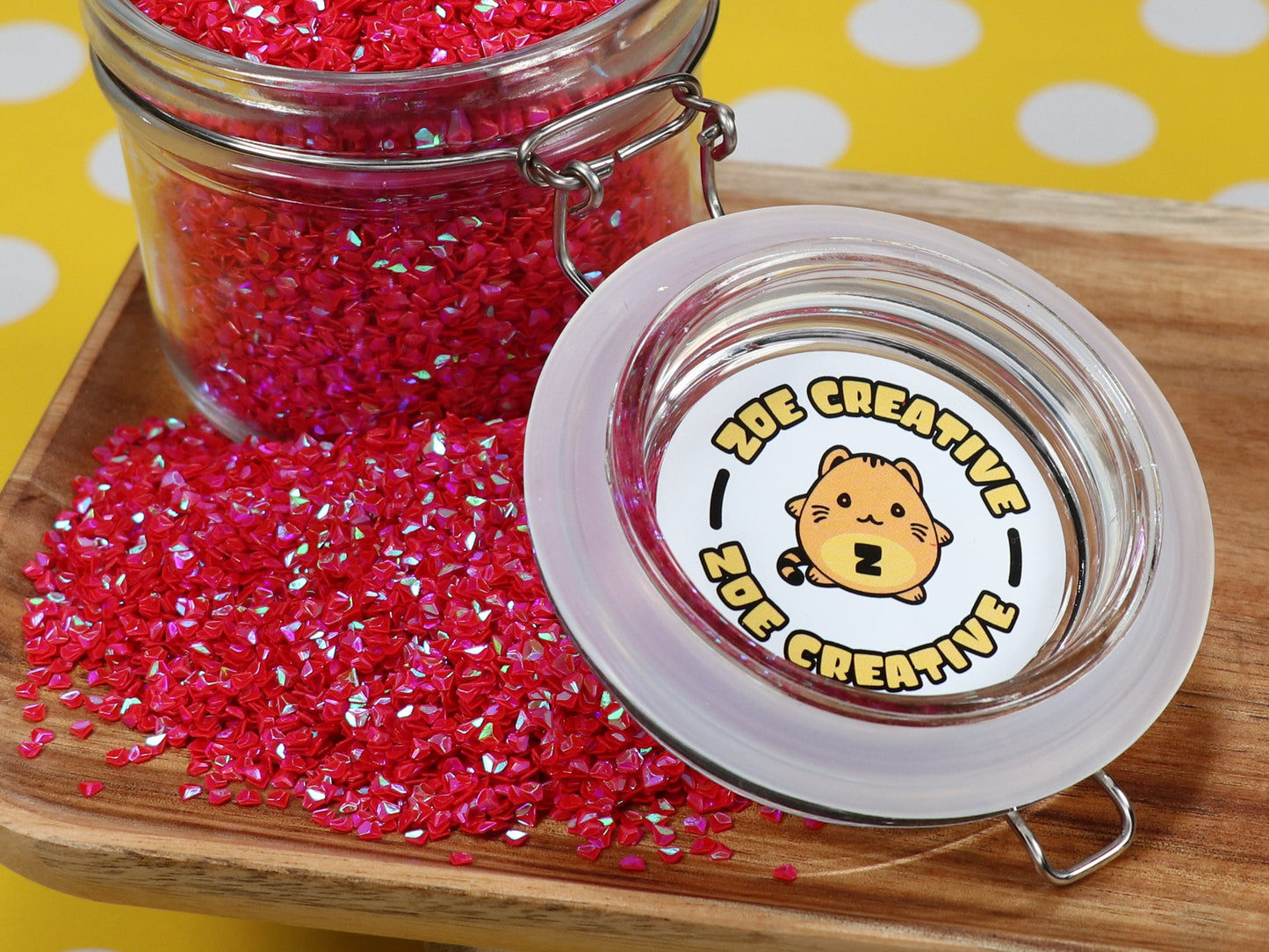 Red Iridescent Triangle Shape Glitter