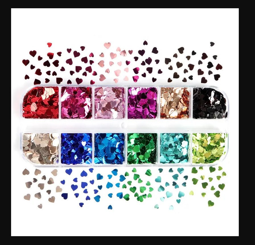 Chunky Heart Glitter Mixed Set