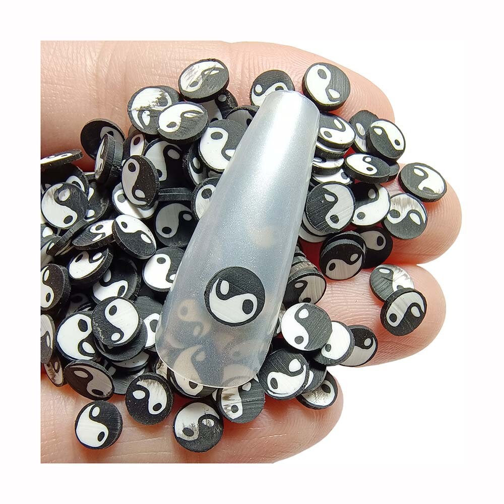 Ying Yang 5mm Polymer Clay Slices