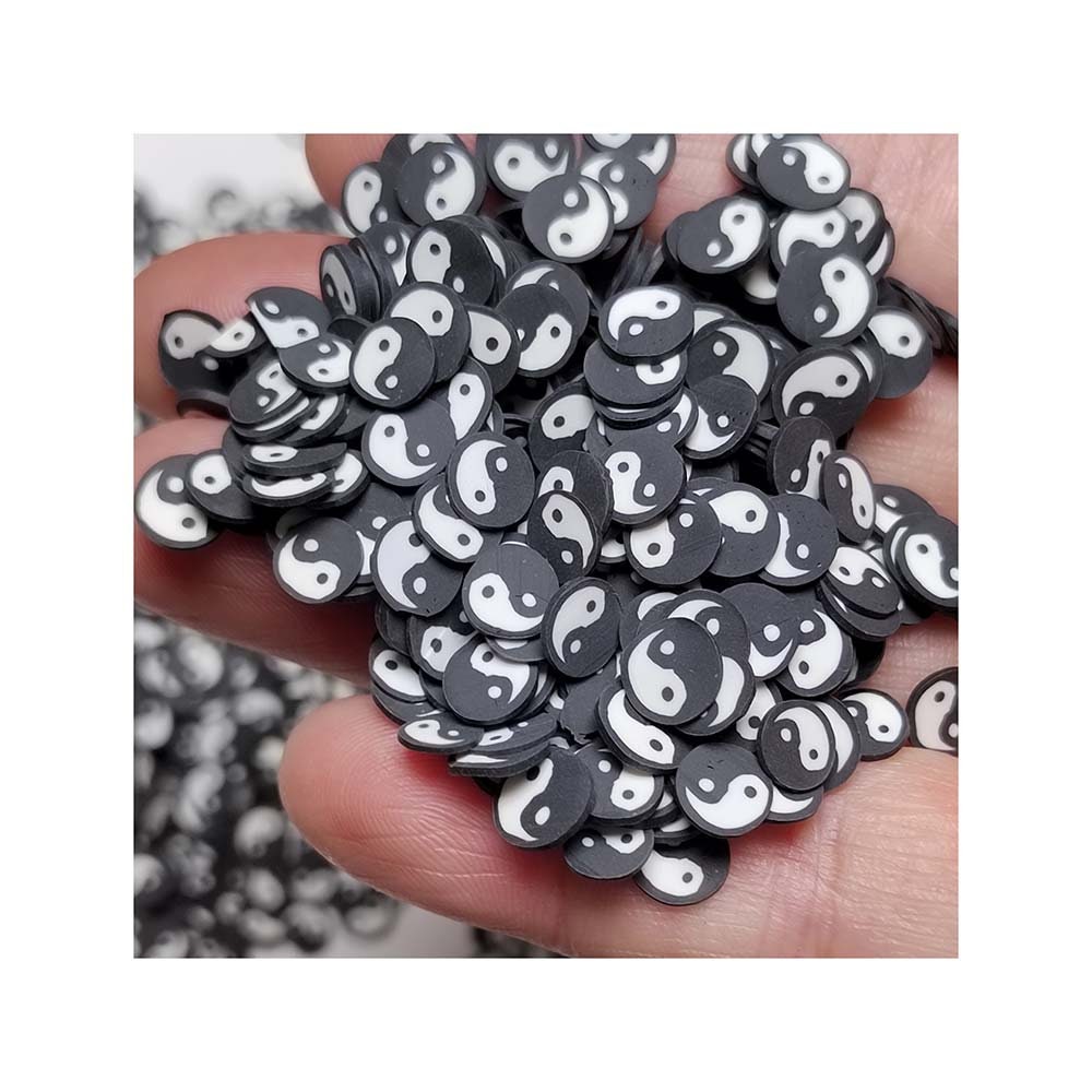 Ying Yang 5mm Polymer Clay Slices
