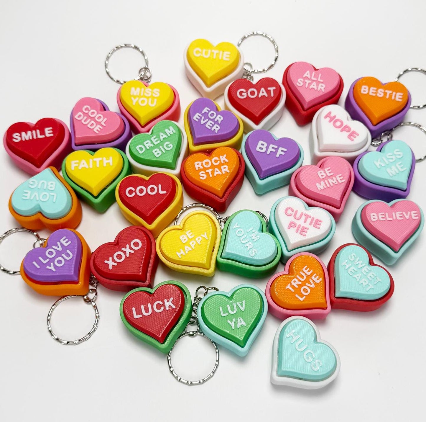 Conversation Heart Fidget Keychain